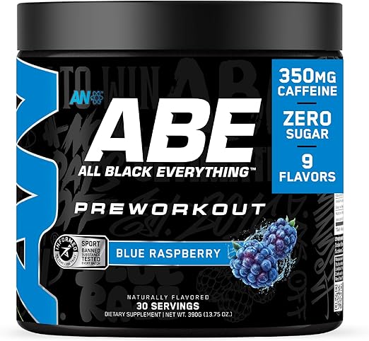 All Black Everything Pre-Workout Powder for Men and Women | Preworkout Energy Drink Mix | 350 mg Caffeine, Beta-Alanine, Citrulline | Natural Sports Nutrition Supplement | Blue Razz| 30 Servings 